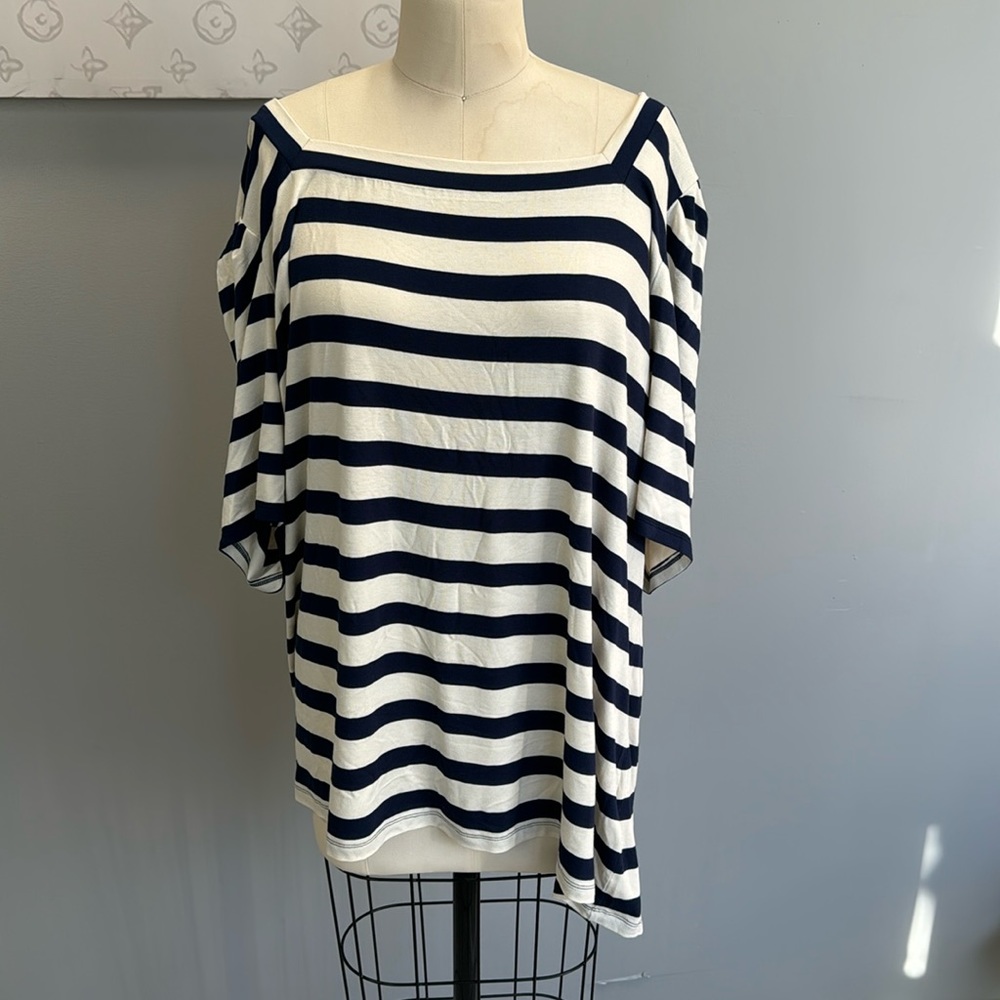 Ralph Lauren - navy and white stripped shirt 3X